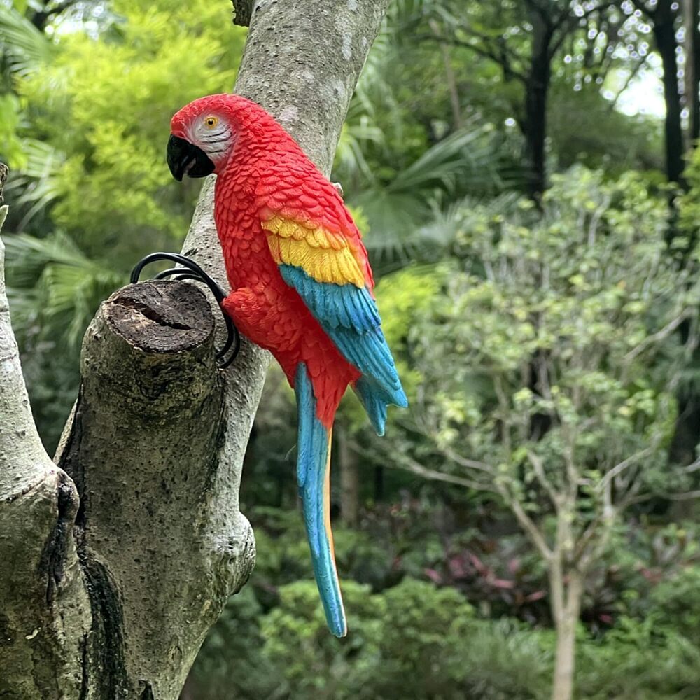 4267 Realistic Parrot Sculpture Resin Hanging Parrots Garden Statues